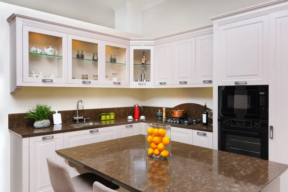 Kitchen countertop installation during home remodeling